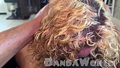 MMFF Double BBC Blowjob: Ebony Deepthroat Goat and Blonde Slut