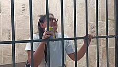 Naughty teen spreads tight pussy for jailhouse pounding