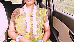 Indian Aunty's Big Natural Tits Bounce in Dirty Talk Long Drive Fuck