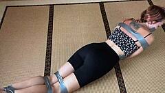 check this redhead's sexy feet while duct taped bound