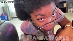 MMFF Double BBC Blowjob: Ebony Deepthroat Goat and Blonde Slut