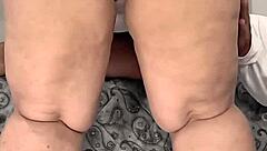 curvy latina milf drops to knees slurping cock till explosive mouth cumshot