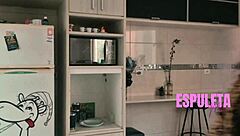 Brunette begs to cum with you over breakfast flashing tits