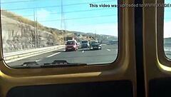 young adult teases in public car!