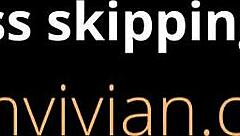 redhead babe's big tits bounce topless with rope