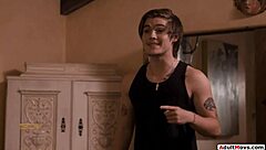 a young guy and older man team up to bang busty redhead milf