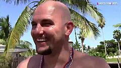 two lovely teen sluts threesome with big cocks outdoors