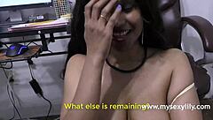 sexy indian babe lily squeezes big tits while moaning hard