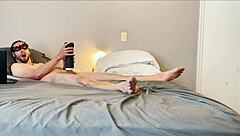 intense solo masturbation stroking huge vibrating toy on small waist