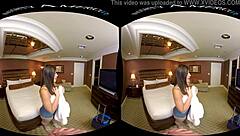 Naughty America pornstar bounces big natural tits in hotel VR
