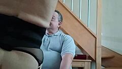 french slave strips teases blows and orgasms in bondage