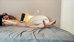 intense solo masturbation stroking huge vibrating toy on small waist