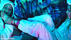 bbw ebony worships petite tattooed girlfriend feet