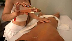 sexy petite masseuse rides big cock cowgirl style then takes cum on her ass