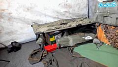 Soldier babe fingers wet pussy solo