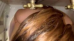 sexy babe gulps pee in wild golden shower domination