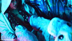 bbw ebony worships petite tattooed girlfriend feet