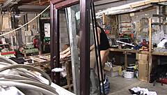 we spied the young girl getting fucked hard outdoors by the worker