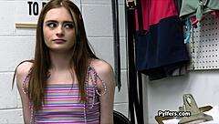 Petite thief fucked hard for stolen underwear