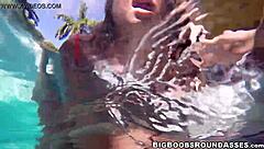 Tattooed curvy babe's huge tits bounce as pussy gets drilled deep