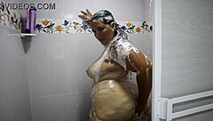 colombian bbw with huge tits squirts in shower bent over doggystyle