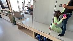 Crazy Sloppy Public Threesome Backstage Deepthroat Ball Licking Blowjob!