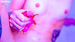 bare toes smash juicy fruit so close up