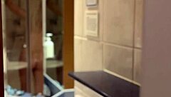 hot milf shares hotel bed for caught spying masturbation accident