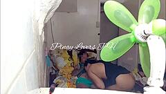 Petite Asian teen rides cock wildly in surprise creampie homemade fuck