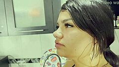 Boss with small cock pays to fuck my tight pussy in kitchen