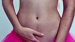 sexy petite fairy strips teases shakes ass with natural tits in homemade solo play