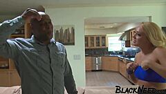 Blonde model takes rough BBC in interracial pounding