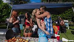 bush party blonde chokes on cock deepthroat facial