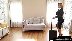 Sara Jay fucks Carmen Valentina's creaming lesbian cunt hard