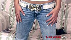 Lucky Inked Brunette Takes Two Juicy Cocks in 3-Way!