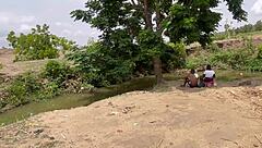 chubby girlfriend's big ass worshipped deep in forest adventure