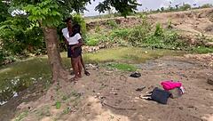 chubby girlfriend's big ass worshipped deep in forest adventure