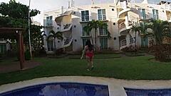 pool fun leads to creampie pounding her huge titted ass