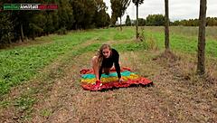 Voyeur's Outdoor Slave Endures Foot Worship and Facesitting Humiliation by Femdom Mistress