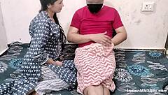 married indian wife spreads shaved pussy for husband's quickie lick