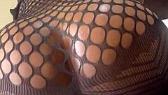 petite ebony babe rides dildo with bubble butt bouncing wet