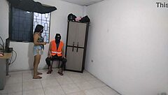 hot wife gropes her huge natural tits alone after husband leaves home