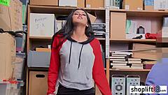 sexy latina teen caught by security for office candy theft