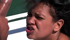 Outdoor Threesome with Big Tits Mom Bent Over Doggystyle