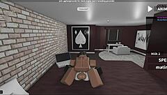 Fucking a submissive fan roughly in Roblox studio condo game