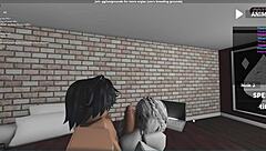 Fucking a submissive fan roughly in Roblox studio condo game