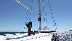 Outdoor Threesome with Big Tits Mom Bent Over Doggystyle