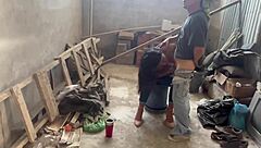 horny whore gets pounded hard by bricklayer's cock