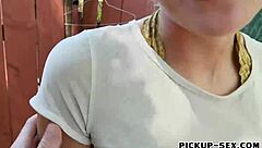 naomi woods' pierced nose babe banged outdoors for cash