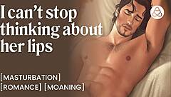 cumshot hits perfect lips in solo male jerkoff moan